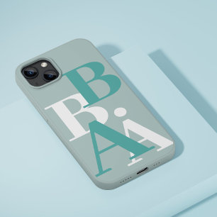 Coque iPhone 16 Pro Noir moderne et gris initial minimaliste contempor