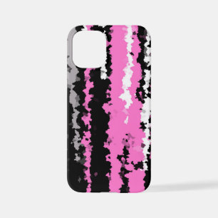 Coque iPhone 12 Mini noir rose et blanc abstrait
