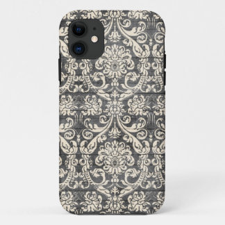 Coque iphone noir vintage de motif de damassé