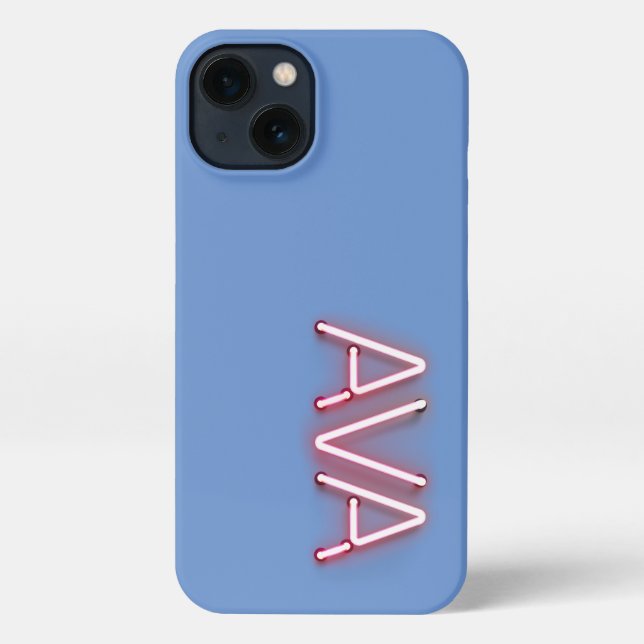 Coque iPhone Nom d'Ava dans les néons brillants (Verso)