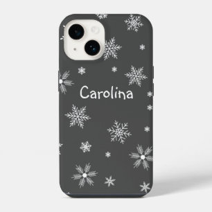 Coque Pour iPhone 14 nom de flocons de neige blancs