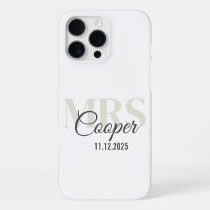 Coque iPhone 16 Pro Max Nom de la mariée avec la date du Mariage Texte cou