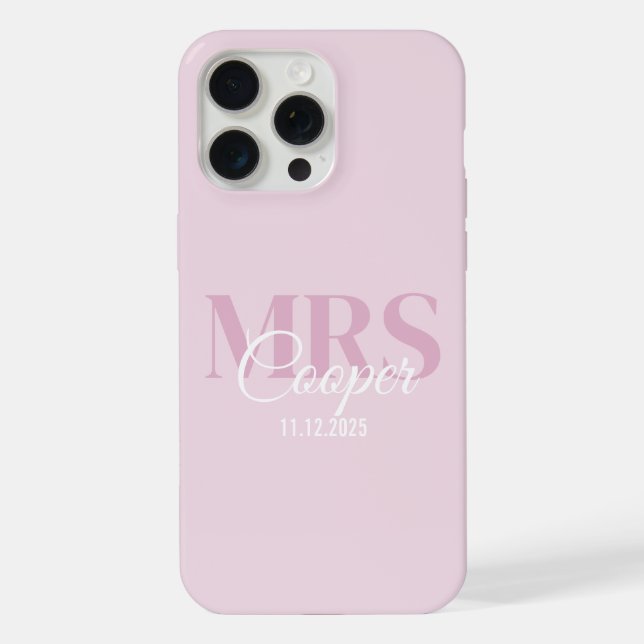 Coque iPhone Nom de la mariée avec Mariage Date Crimson clair r (Verso)