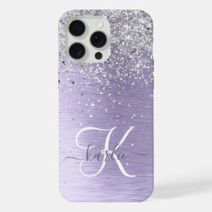 Nom de monogramme violet pailleté argenté métal br
