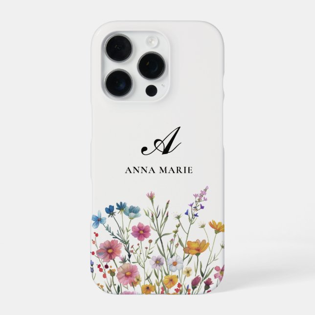 Coque iPhone Nom du monogramme Floral Boho Chic (Verso)