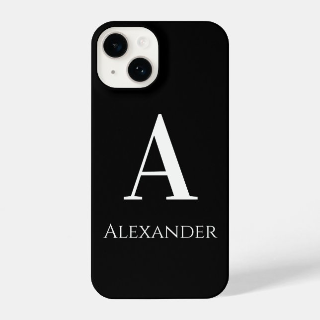Coque iPhone Nom du monogramme personnalisé Noir et blanc Moder (Verso)