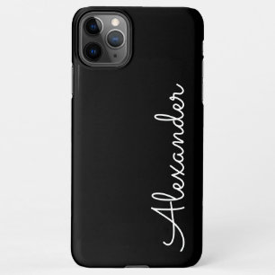 Coque iPhone 11Pro Max Nom manuscrit noir personnalisé BUDGET dur