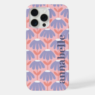 Nom Monogramme Latéral Fleurs Vintage Rose & Bleu