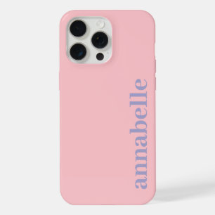 Nom Monogramme Latéral Minimaliste Rose & Bleu