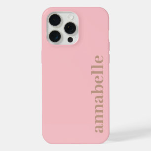 Nom Monogramme Latéral Minimaliste Rose & Marron