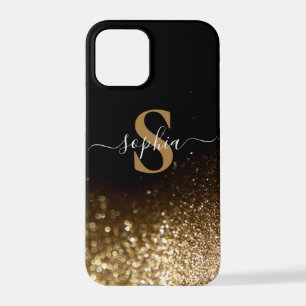 Coque iPhone 12 Pro Nom monogrammé pailleté élégant