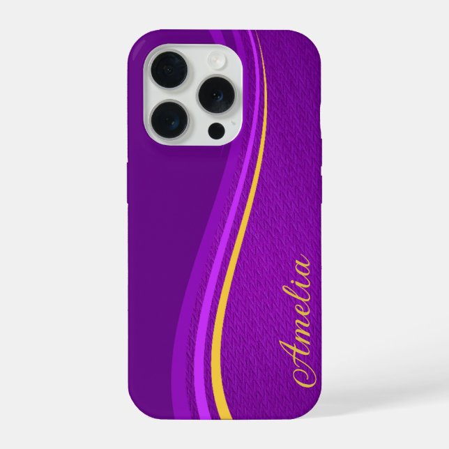 Coque iPhone Nom monogrammé pailleté élégant (Verso)