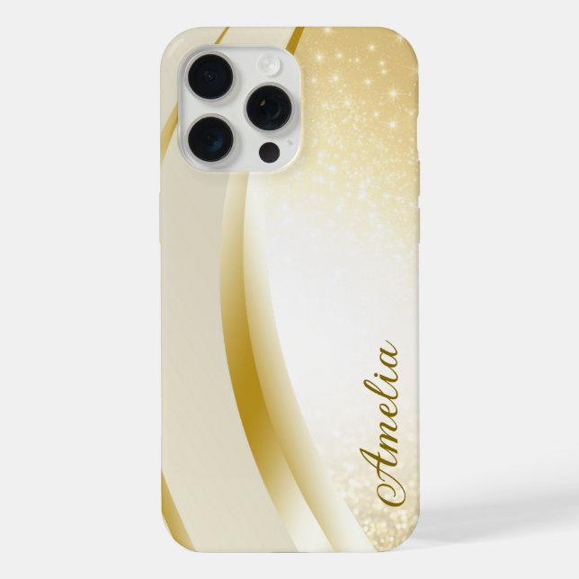 Coque iPhone Nom monogrammé pailleté élégant (Verso)