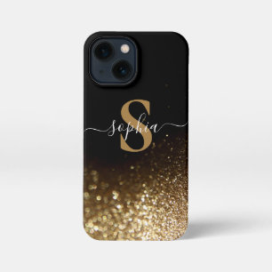 Etui iPhone 13 Mini Nom monogrammé pailleté élégant
