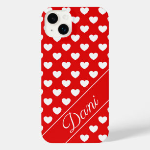 Nom Personnalisé, Coeurs Rouge Et Blanc Flashy