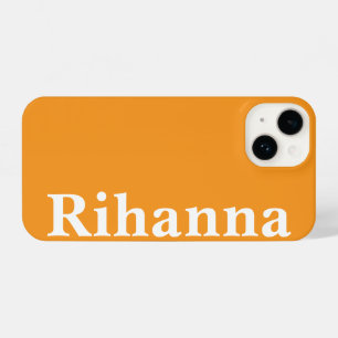 Coque Pour iPhone 14 Nom personnalisé Couleur orange simple minimale cl