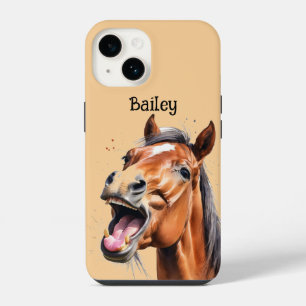 Coque Pour iPhone 14 Nom personnalisé Ferme Animal Cheval Cheval