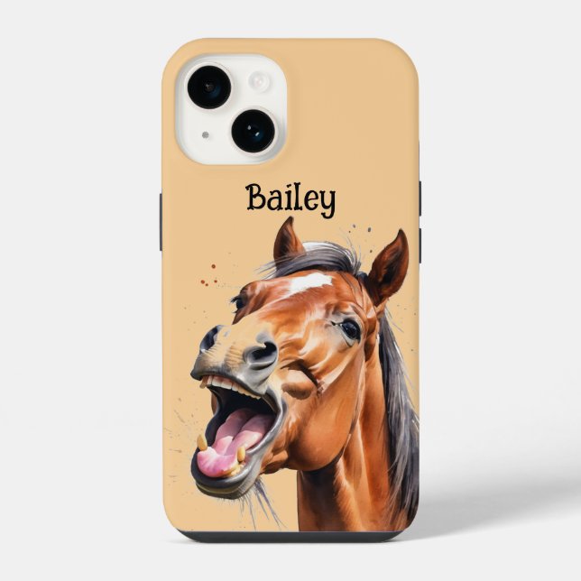 Coque iPhone Nom personnalisé Ferme Animal Cheval Cheval (Verso)