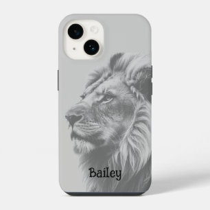 Coque Pour iPhone 14 Nom personnalisé Lion Animal
