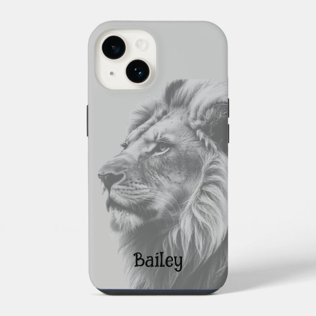 Coque iPhone Nom personnalisé Lion Animal (Verso)