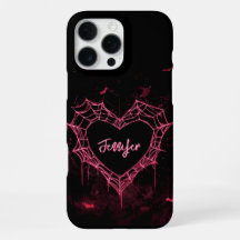 Nom personnalisé mignon gothique rose coeur Spider