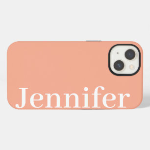Etui iPhone 13 Nom personnalisé simple élégant pêche
