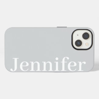 Etui iPhone 13 Nom personnalisé simple et élégant gris clair