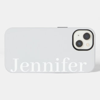 Etui iPhone 13 Nom personnalisé simple et élégant gris clair