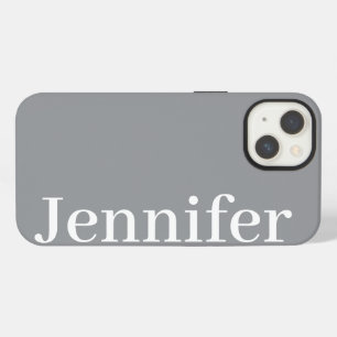 Etui iPhone 13 Nom personnalisé simple et élégant gris foncé 