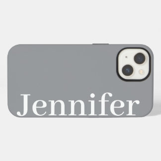 Etui iPhone 13 Nom personnalisé simple et élégant gris foncé