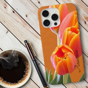 Nom personnalisé Vibrant Orange Tulip Fleurs Photo