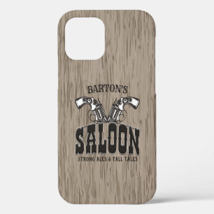 Coque iPhone 12 NOM PERSONNALISÉ Wild West Gun Revolver Saloon