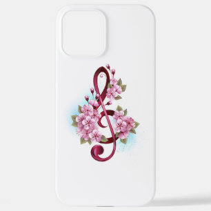 Coque iPhone 12 Pro Max Notes de clef musicale en treble avec des fleurs S