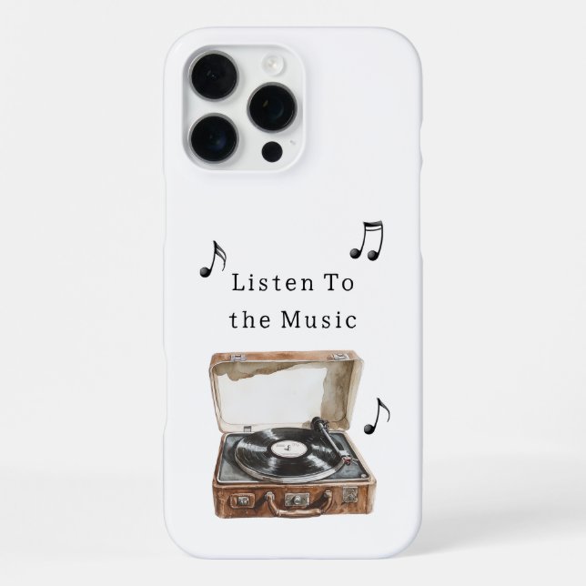 Coque iPhone Notes de musique de tourne-disque (Verso)