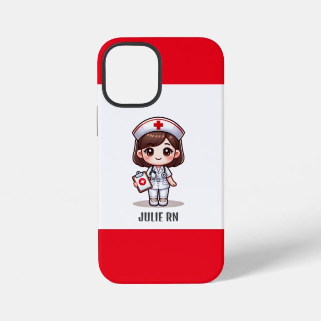 Coque iPhone Nourriture Manga mignonne avec cheveux Brown Brown (Verso)
