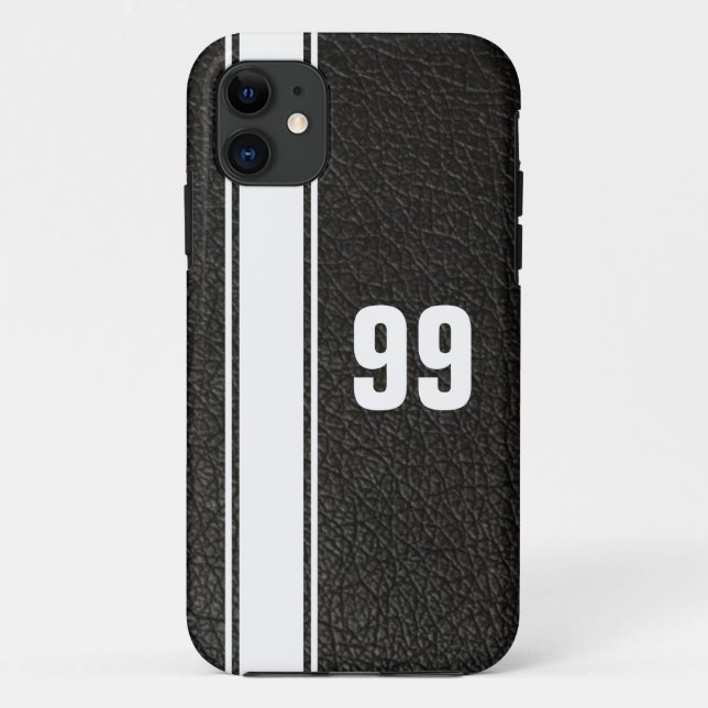 Coque iphone numéroté en cuir et blanc (Dos)