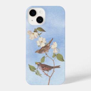 Coque Pour iPhone 14 Oiseau Audubon à poitrine blanche avec fleurs C