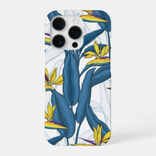Coque iPhone 16 Pro Oiseau de fleurs de paradis sur blanc