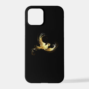 Coque iPhone 12 Pro Oiseau d'or sur Arrière - plan noir