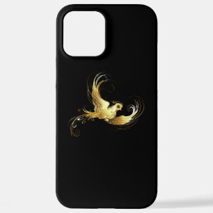 Coque iPhone 12 Pro Max Oiseau d'or sur Arrière - plan noir
