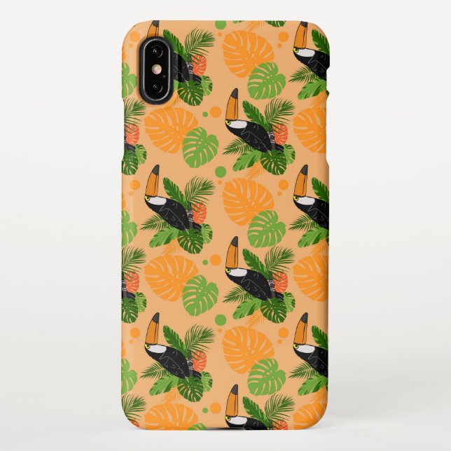 Coque iPhone Oiseau tropical Toucan Motif sans couture (Dos)