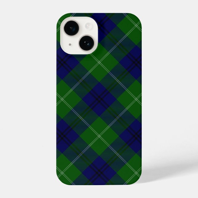 Coque iPhone Oliphant tartan bleu vert plaid (Verso)