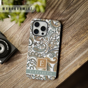 Or blanc personnalisable gris bleu Paisley