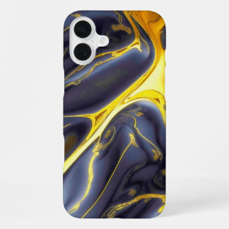 Coque iPhone 16 Plus Or noir cool fluide de marbre texturé