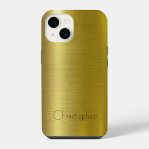 Coque Pour iPhone 14 Or titane acier inoxydable métal