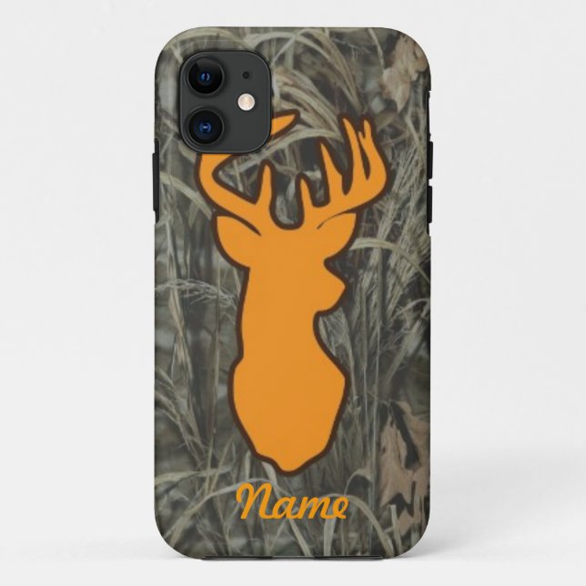 Coque iphone orange de Camo de tête de cerfs (Dos)