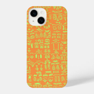 Coque Pour iPhone 14 Orange & Green Doodle Pattern Case – Artist