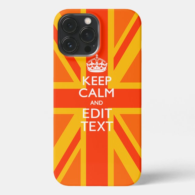 Coque iPhone Orange Vibrant Gardez Le Calme Votre Texte Union J (Verso)