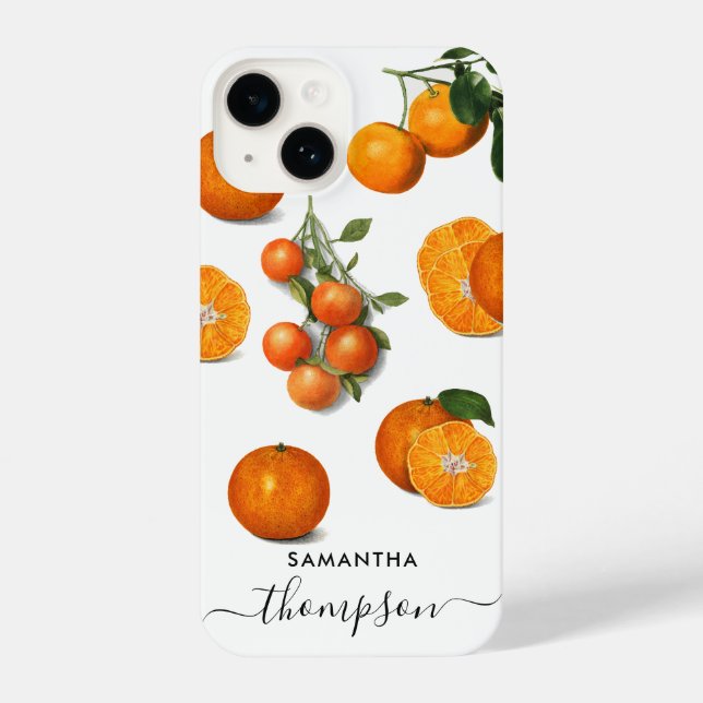 Coque iPhone Oranges d'agrumes modernes frais Monogramme (Verso)
