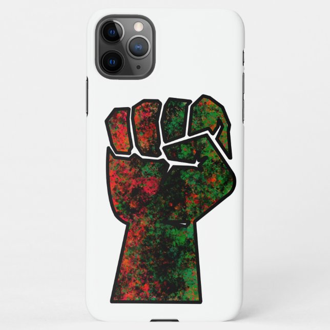 Coque iPhone orgueil noir poing vert rouge pan drapeau africain (Dos)
